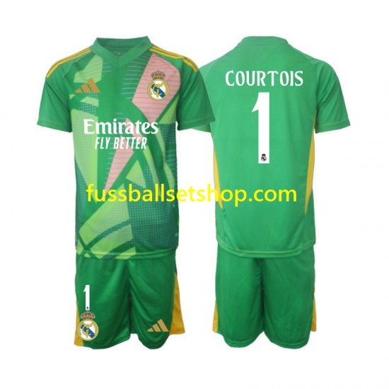 Günstige Fußball Trikotsatz Real Madrid Thibaut Courtois 1 Torwart Kinder Ausweichtrikot 2024-2025 Kurzarm