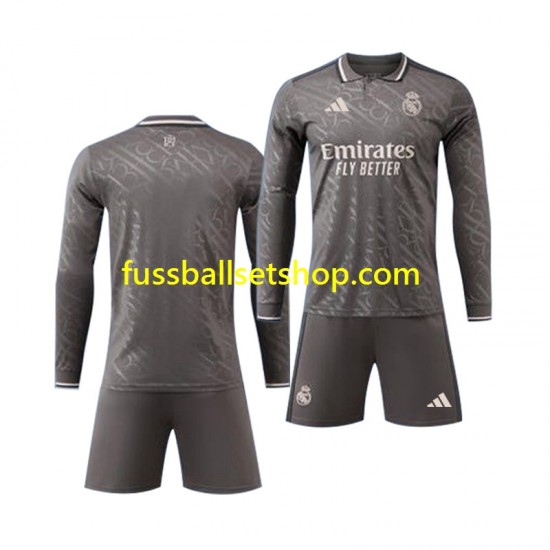 Günstige Fußball Trikotsatz Real Madrid Kinder Ausweichtrikot 2024-2025 Langarm