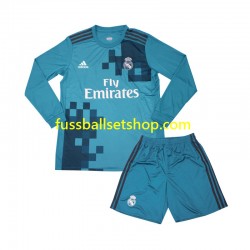 Günstige Fußball Trikotsatz Real Madrid 2017 Retro Kinder Ausweichtrikot Langarm