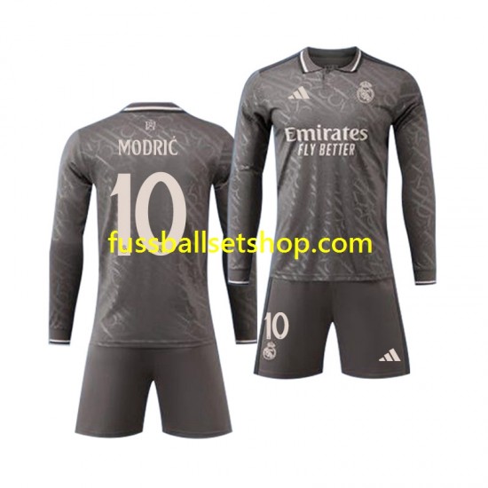 Günstige Fußball Trikotsatz Real Madrid Modrić Luka 10 Kinder Ausweichtrikot 2024-2025 Langarm