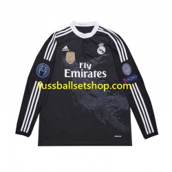 Günstige Fußball Trikotsatz Real Madrid 2014 Retro Herren Ausweichtrikot Langarm