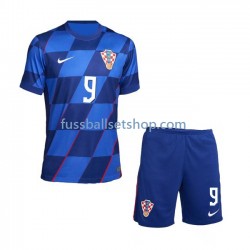 Günstige Fußball Trikotsatz Kroatien Andrej Kramaric 9 Kinder Auswärtstrikot Euro 2024 Kurzarm