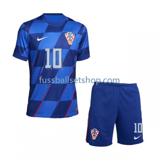 Günstige Fußball Trikotsatz Kroatien Modrić 10 Kinder Auswärtstrikot Euro 2024 Kurzarm