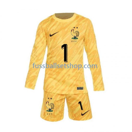 Günstige Fußball Trikotsatz Frankreich Hugo Lloris 1 Torwart Kinder Heimtrikot Euro 2024 Langarm