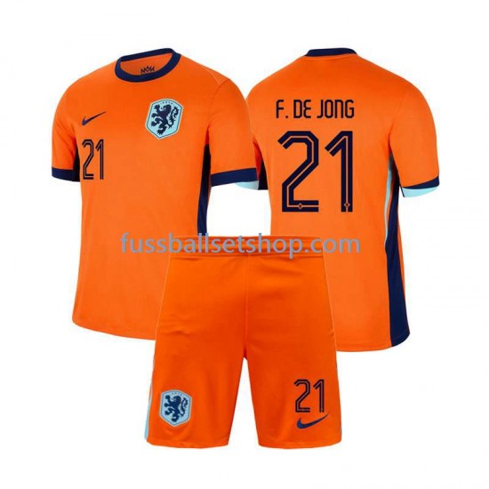 Günstige Fußball Trikotsatz Niederlande Frenkie de Jong 21 Kinder Heimtrikot Euro 2024 Kurzarm