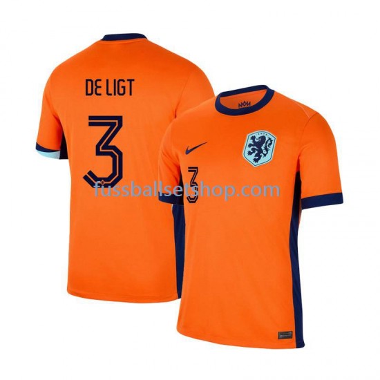 Günstige Fußball Trikotsatz Niederlande Matthijs de Ligt 3 Herren Heimtrikot Euro 2024 Kurzarm