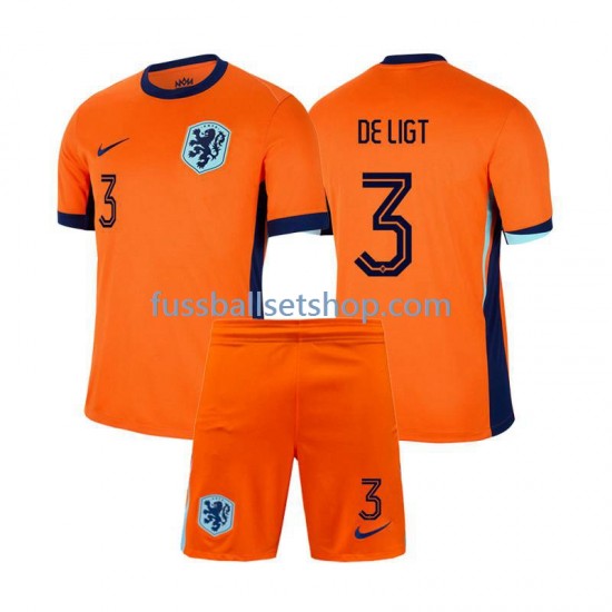 Günstige Fußball Trikotsatz Niederlande Matthijs de Ligt 3 Kinder Heimtrikot Euro 2024 Kurzarm