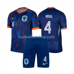 Günstige Fußball Trikotsatz Niederlande Virgil van Dijk 4 Kinder Auswärtstrikot Euro 2024 Kurzarm