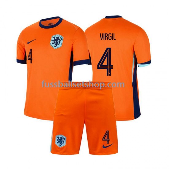 Günstige Fußball Trikotsatz Niederlande Virgil van Dijk 4 Kinder Heimtrikot Euro 2024 Kurzarm