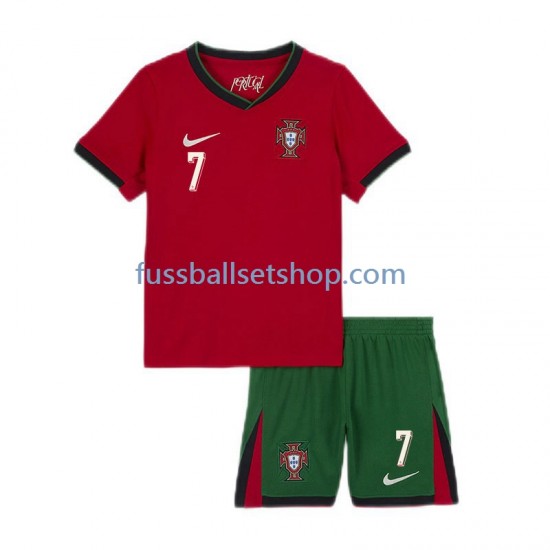 Günstige Fußball Trikotsatz Portugal Cristiano Ronaldo 7 Kinder Heimtrikot Euro 2024 Kurzarm