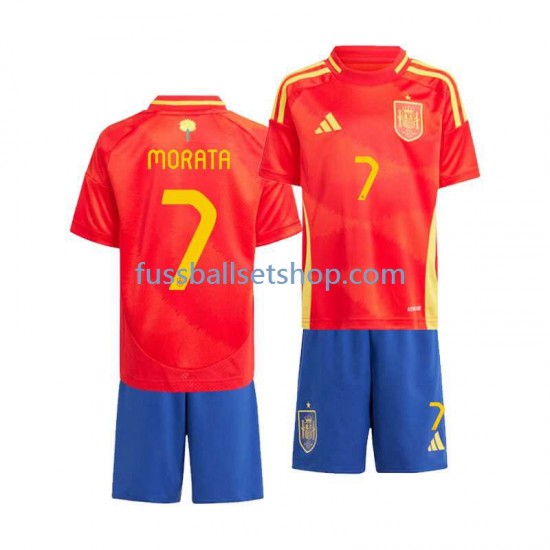 Günstige Fußball Trikotsatz Spanien Alvaro Morata 7 Kinder Heimtrikot Euro 2024 Kurzarm