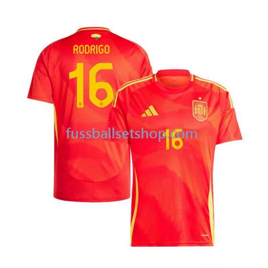 Günstige Fußball Trikotsatz Spanien Rodrigo 16 Herren Heimtrikot Euro 2024 Kurzarm