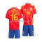 Günstige Fußball Trikotsatz Spanien Rodrigo 16 Kinder Heimtrikot Euro 2024 Kurzarm