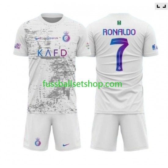 Günstige Fußball Trikotsatz Al-Nassr Ronaldo 7 Kinder Ausweichtrikot 2023-2024 Kurzarm