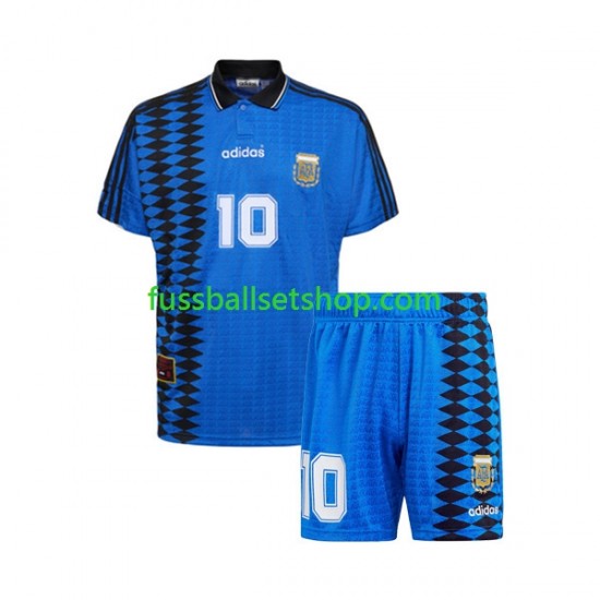 Günstige Fußball Trikotsatz Argentinien MARADONA 10 Retro Kinder Auswärtstrikot 1994 Kurzarm
