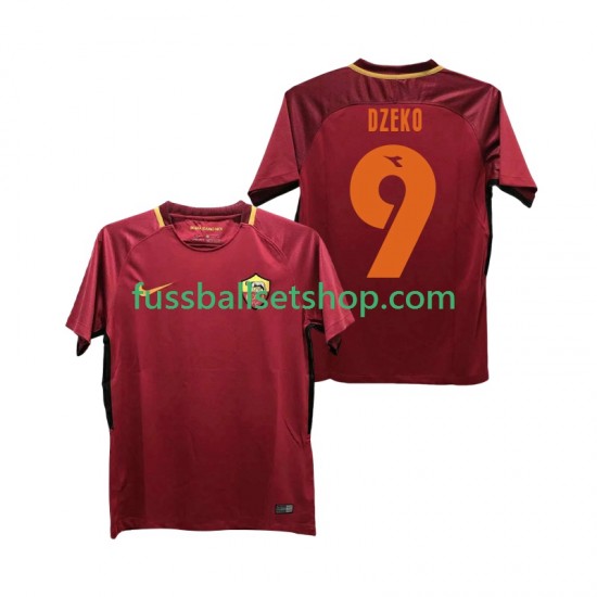 Günstige Fußball Trikotsatz AS Rom DZEKO 9 2017-2018 Retro Herren Heimtrikot Kurzarm