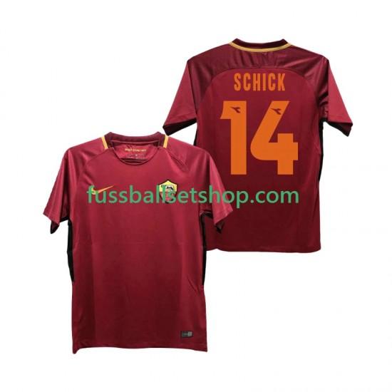 Günstige Fußball Trikotsatz AS Rom SCHICK 14 2017-2018 Retro Herren Heimtrikot Kurzarm