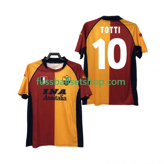 Günstige Fußball Trikotsatz AS Rom Totti 10 2000-2001 Retro Herren Heimtrikot Kurzarm