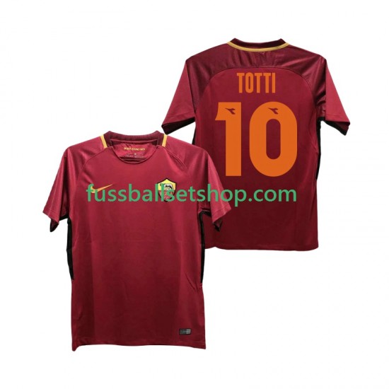 Günstige Fußball Trikotsatz AS Rom Totti 10 2017-2018 Retro Herren Heimtrikot Kurzarm