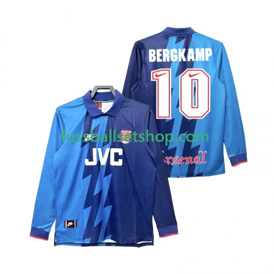 Günstige Fußball Trikotsatz Arsenal Bergkamp 10 1995 1996 Retro Herren Auswärtstrikot Langarm