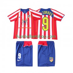 Günstige Fußball Trikotsatz Atlético Madrid F TORRES 9 2004 2005 Retro Kinder Heimtrikot Kurzarm