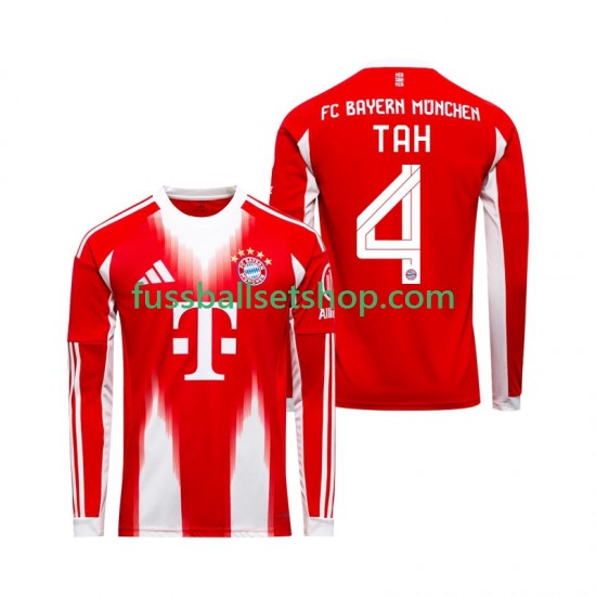 Günstige Fußball Trikotsatz FC Bayern München Jonathan Tah 4 Herren Heimtrikot 2025-2026 Langarm
