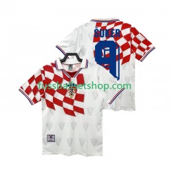 Günstige Fußball Trikotsatz Kroatien BSUKER 9 Retro Herren Heimtrikot 1998 Kurzarm