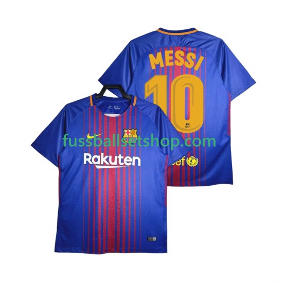 Günstige Fußball Trikotsatz FC Barcelona Lionel Messi 10 2017-2018 Retro Herren Heimtrikot Kurzarm