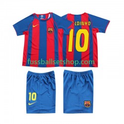 Günstige Fußball Trikotsatz FC Barcelona RONALDINHO 10 2004 Retro Kinder Heimtrikot Kurzarm
