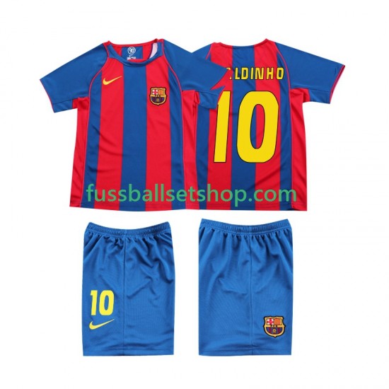 Günstige Fußball Trikotsatz FC Barcelona RONALDINHO 10 2004 Retro Kinder Heimtrikot Kurzarm