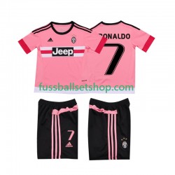 Günstige Fußball Trikotsatz Juventus Turin Cristiano RONALDO 7 2015 2016 Retro Kinder Auswärtstrikot Kurzarm