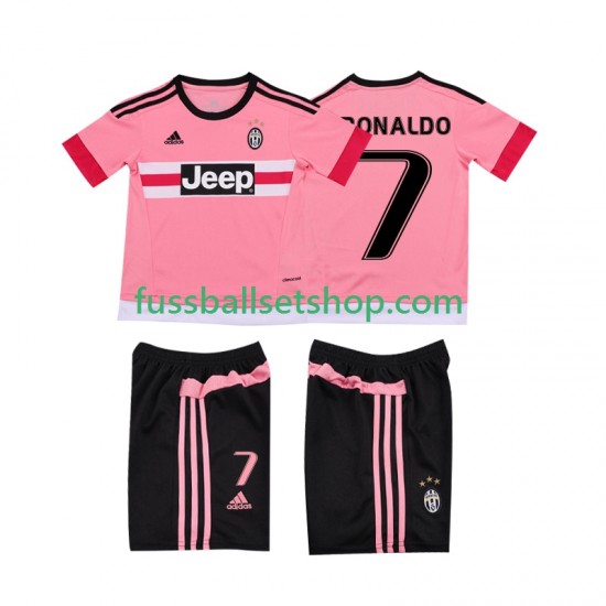 Günstige Fußball Trikotsatz Juventus Turin Cristiano RONALDO 7 2015 2016 Retro Kinder Auswärtstrikot Kurzarm