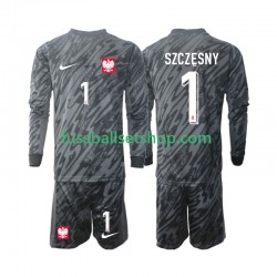 Günstige Fußball Trikotsatz Polen Szczesny 1 Torwart Kinder Auswärtstrikot 2024 Langarm