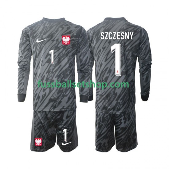 Günstige Fußball Trikotsatz Polen Szczesny 1 Torwart Kinder Auswärtstrikot 2024 Langarm