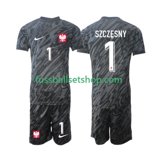 Günstige Fußball Trikotsatz Polen Szczesny 1 Torwart Kinder Auswärtstrikot 2024 Kurzarm
