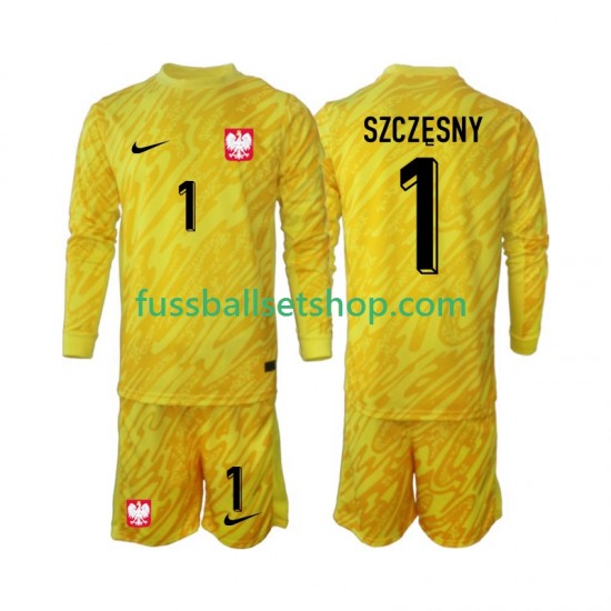 Günstige Fußball Trikotsatz Polen Szczesny 1 Torwart Kinder Heimtrikot 2024 Langarm