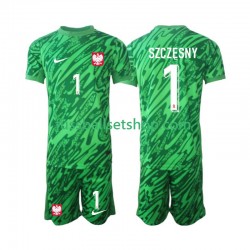 Günstige Fußball Trikotsatz Polen Szczesny 1 Torwart Kinder Ausweichtrikot 2024 Kurzarm