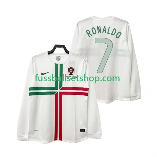 Günstige Fußball Trikotsatz Portugal Cristiano Ronaldo 7 2012 Retro Herren Auswärtstrikot Langarm