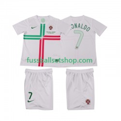 Günstige Fußball Trikotsatz Portugal Cristiano Ronaldo 7 2012 Retro Kinder Auswärtstrikot Kurzarm