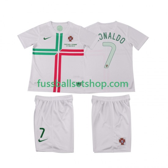 Günstige Fußball Trikotsatz Portugal Cristiano Ronaldo 7 2012 Retro Kinder Auswärtstrikot Kurzarm