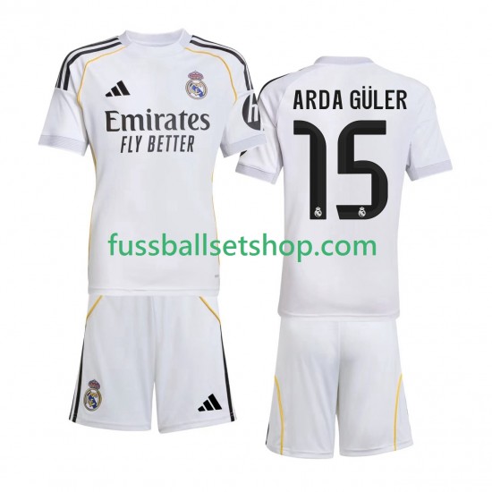 Günstige Fußball Trikotsatz Real Madrid Arda Guler 15 Kinder Heimtrikot 2025-2026 Kurzarm