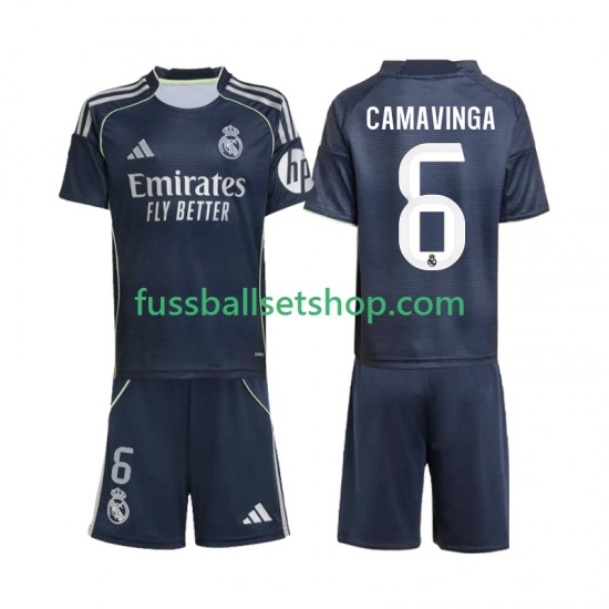 Günstige Fußball Trikotsatz Real Madrid Camavinga 6 Kinder Auswärtstrikot 2025-2026 Kurzarm