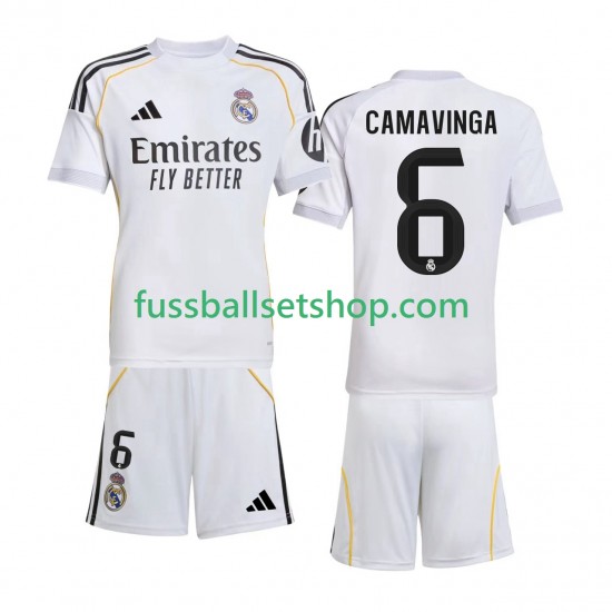 Günstige Fußball Trikotsatz Real Madrid Camavinga 6 Kinder Heimtrikot 2025-2026 Kurzarm