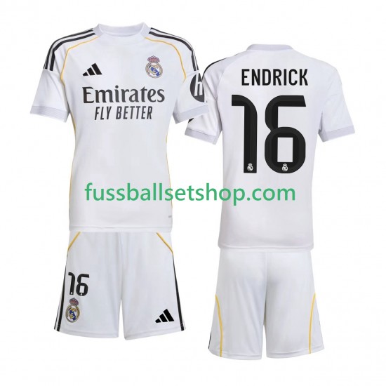 Günstige Fußball Trikotsatz Real Madrid Endrick 16 Kinder Heimtrikot 2025-2026 Kurzarm