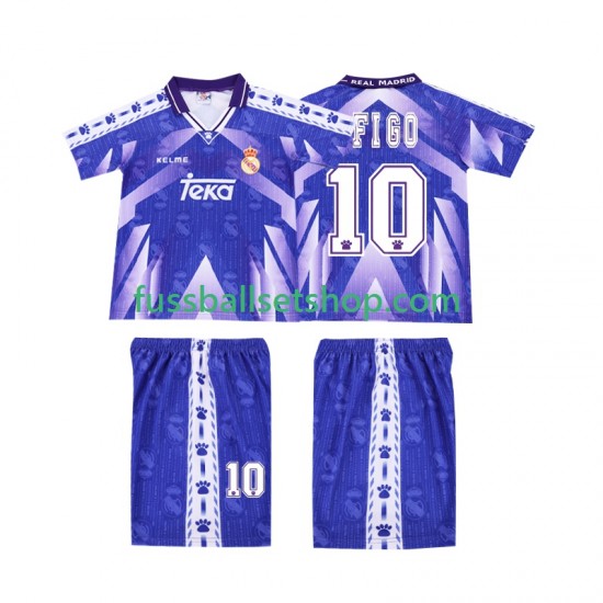 Günstige Fußball Trikotsatz Real Madrid FIGO 10 1996-1997 Retro Kinder Auswärtstrikot Kurzarm