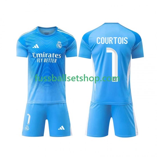 Günstige Fußball Trikotsatz Real Madrid Thibaut Courtois 1 Torwart Kinder Heimtrikot 2025-2026 Kurzarm