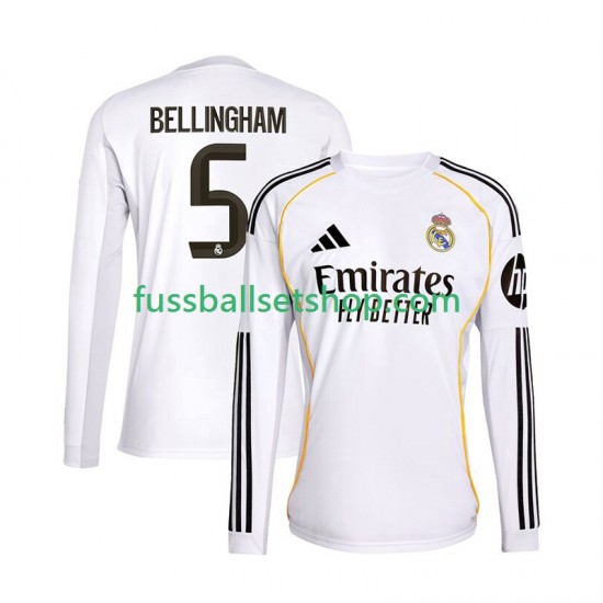 Günstige Fußball Trikotsatz Real Madrid Jude Bellingham 5 Herren Heimtrikot 2025-2026 Langarm