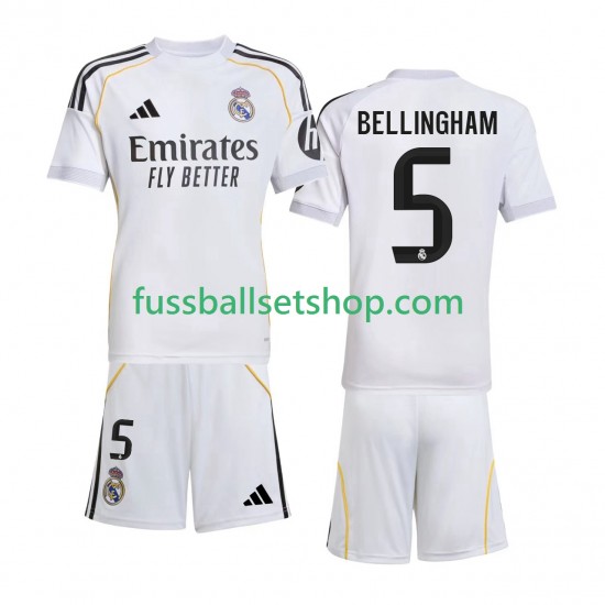 Günstige Fußball Trikotsatz Real Madrid Jude Bellingham 5 Kinder Heimtrikot 2025-2026 Kurzarm