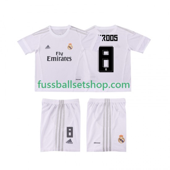 Günstige Fußball Trikotsatz Real Madrid KROOS 8 2015 2016 Retro Kinder Heimtrikot Kurzarm