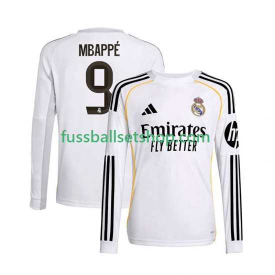 Günstige Fußball Trikotsatz Real Madrid Mbappé Kylian 9 Herren Heimtrikot 2025-2026 Langarm